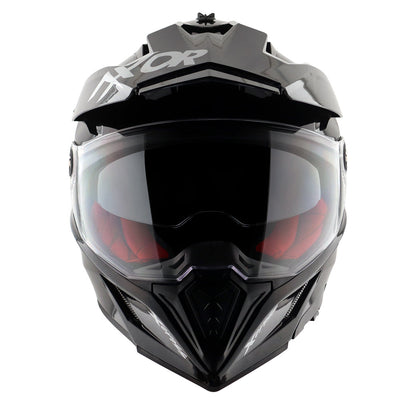 Motorcycle adventure / off-roading / motocross solid black helmet pinlock, dual visor