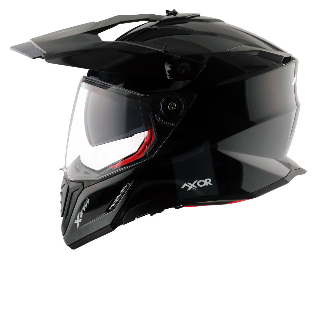 Motorcycle adventure / off-roading / motocross solid black helmet pinlock, dual visor