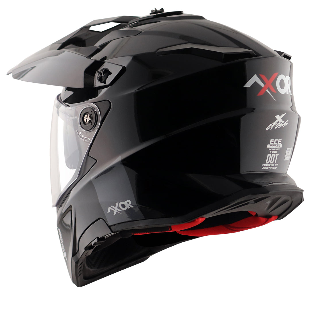Motorcycle adventure / off-roading / motocross solid black helmet pinlock, dual visor