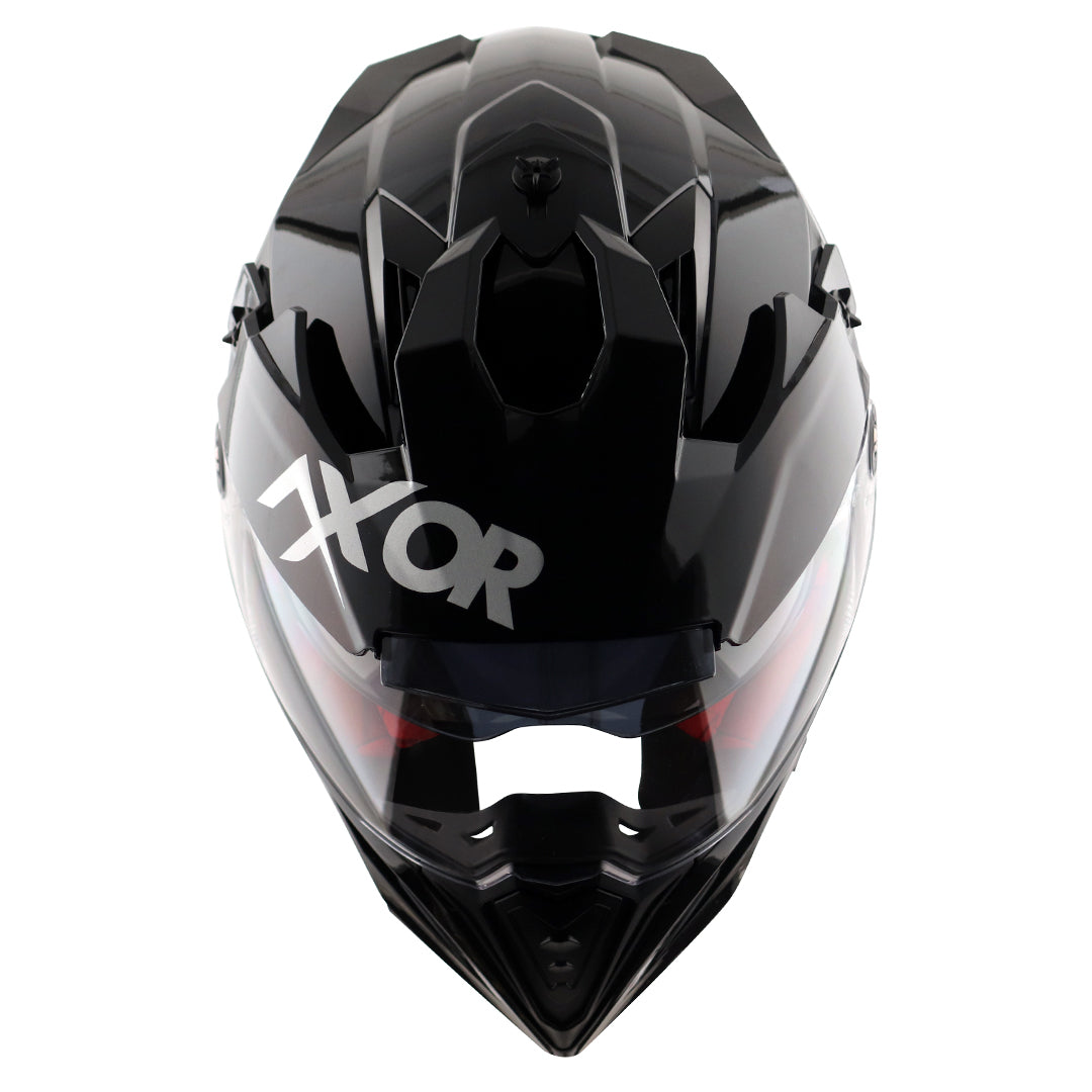 Motorcycle adventure / off-roading / motocross solid black helmet pinlock, dual visor