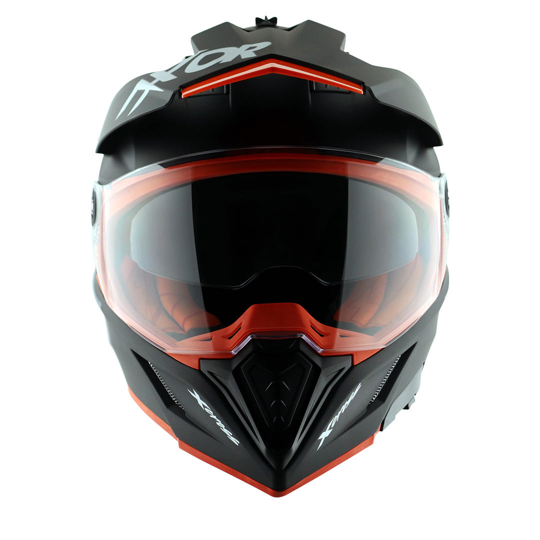Motorcycle adventure / off-roading / motocross solid Matt black awith orange helmet pinlock, dual visor