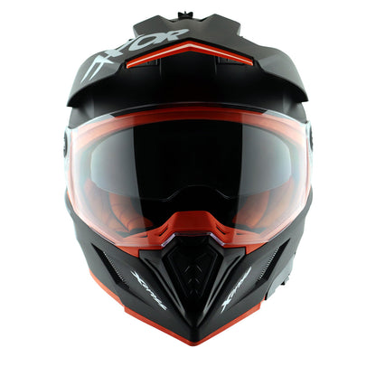 Motorcycle adventure / off-roading / motocross solid Matt black awith orange helmet pinlock, dual visor