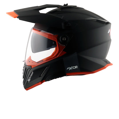 Motorcycle adventure / off-roading / motocross solid Matt black awith orange helmet pinlock, dual visor