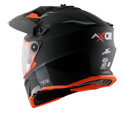 Motorcycle adventure / off-roading / motocross solid Matt black awith orange helmet pinlock, dual visor