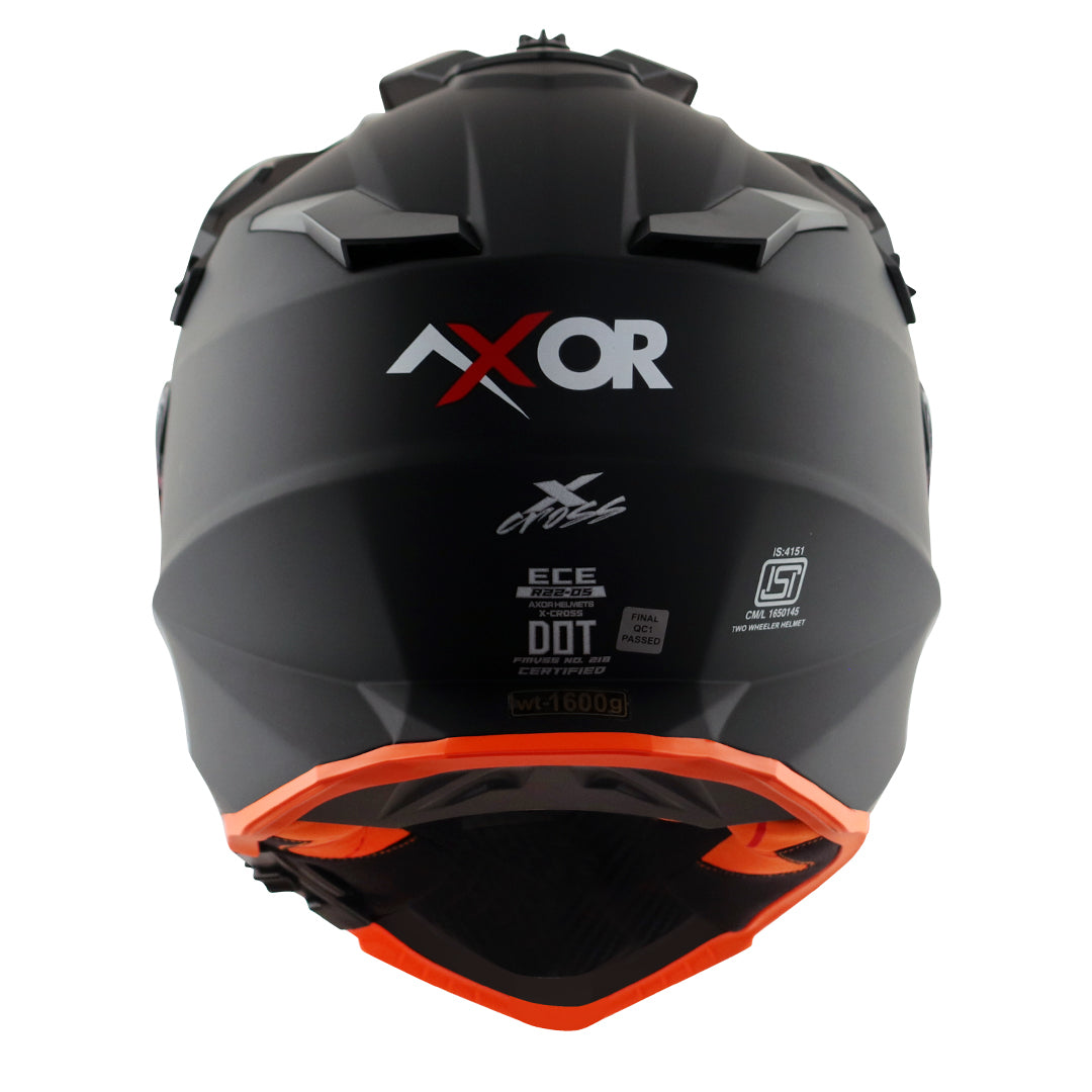 Motorcycle adventure / off-roading / motocross solid Matt black awith orange helmet pinlock, dual visor