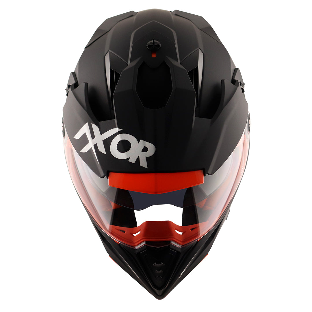 Motorcycle adventure / off-roading / motocross solid Matt black awith orange helmet pinlock, dual visor