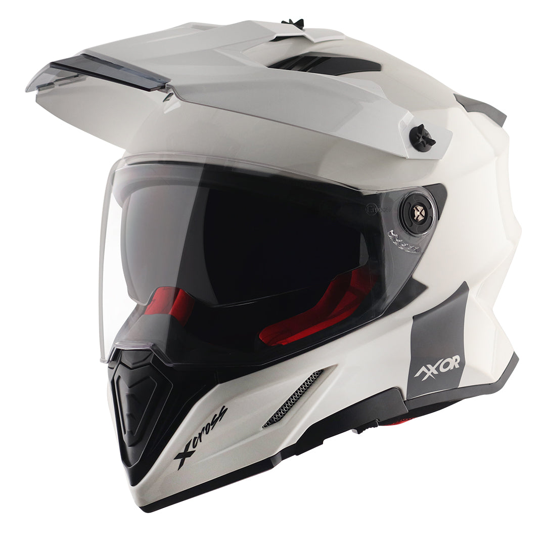 Motorcycle adventure / off-roading / motocross Solid White helmet pinlock, dual visor