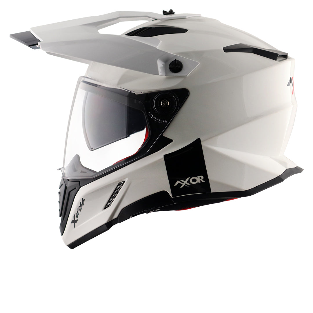 Motorcycle adventure / off-roading / motocross Solid White helmet pinlock, dual visor