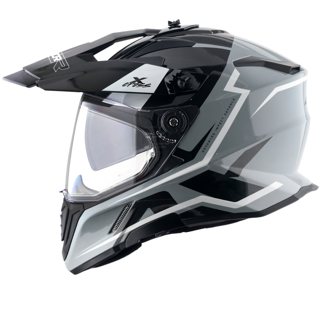 Motorcycle Full Face Off-road motocross helmet dual visor grey black