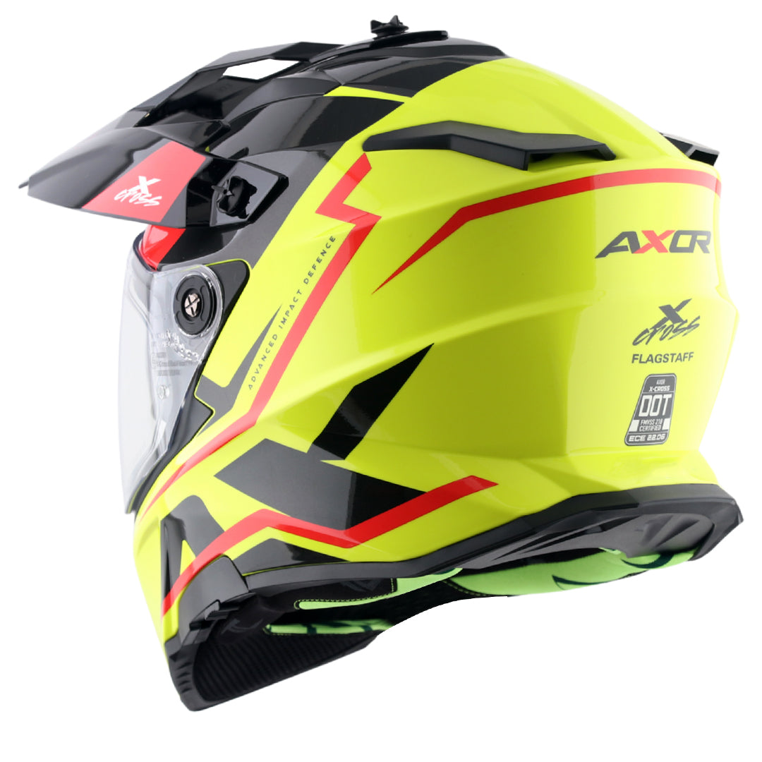 Motorcycle Full Face Off-road motocross helmet dual visor neon yellow black 