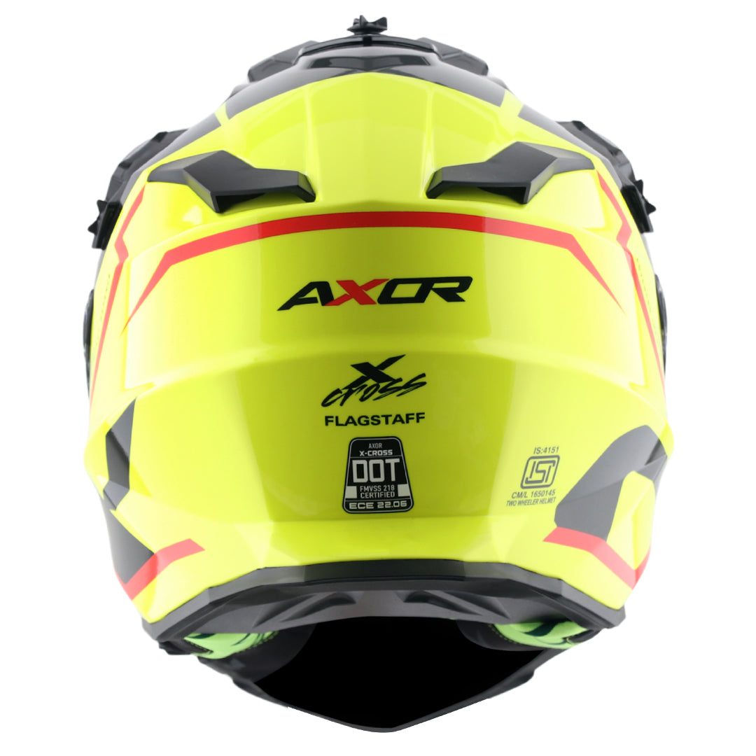 Motorcycle Full Face Off-road motocross helmet dual visor neon yellow black 