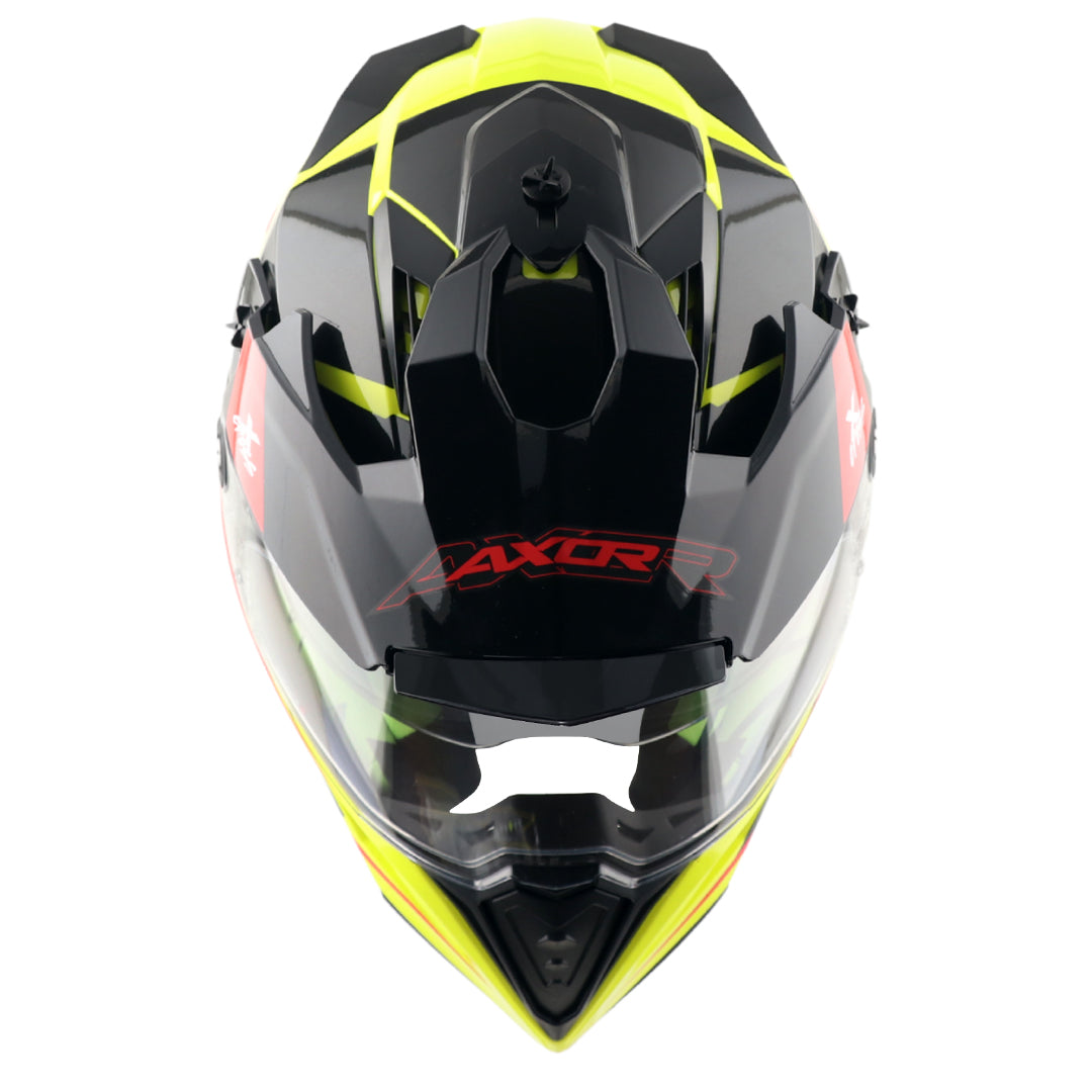 Motorcycle Full Face Off-road motocross helmet dual visor neon yellow black 