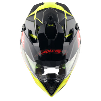 Motorcycle Full Face Off-road motocross helmet dual visor neon yellow black 