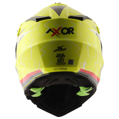 Motorcycle adv / motocross helmet neon yellow red dual visor removable peak pinlock 70