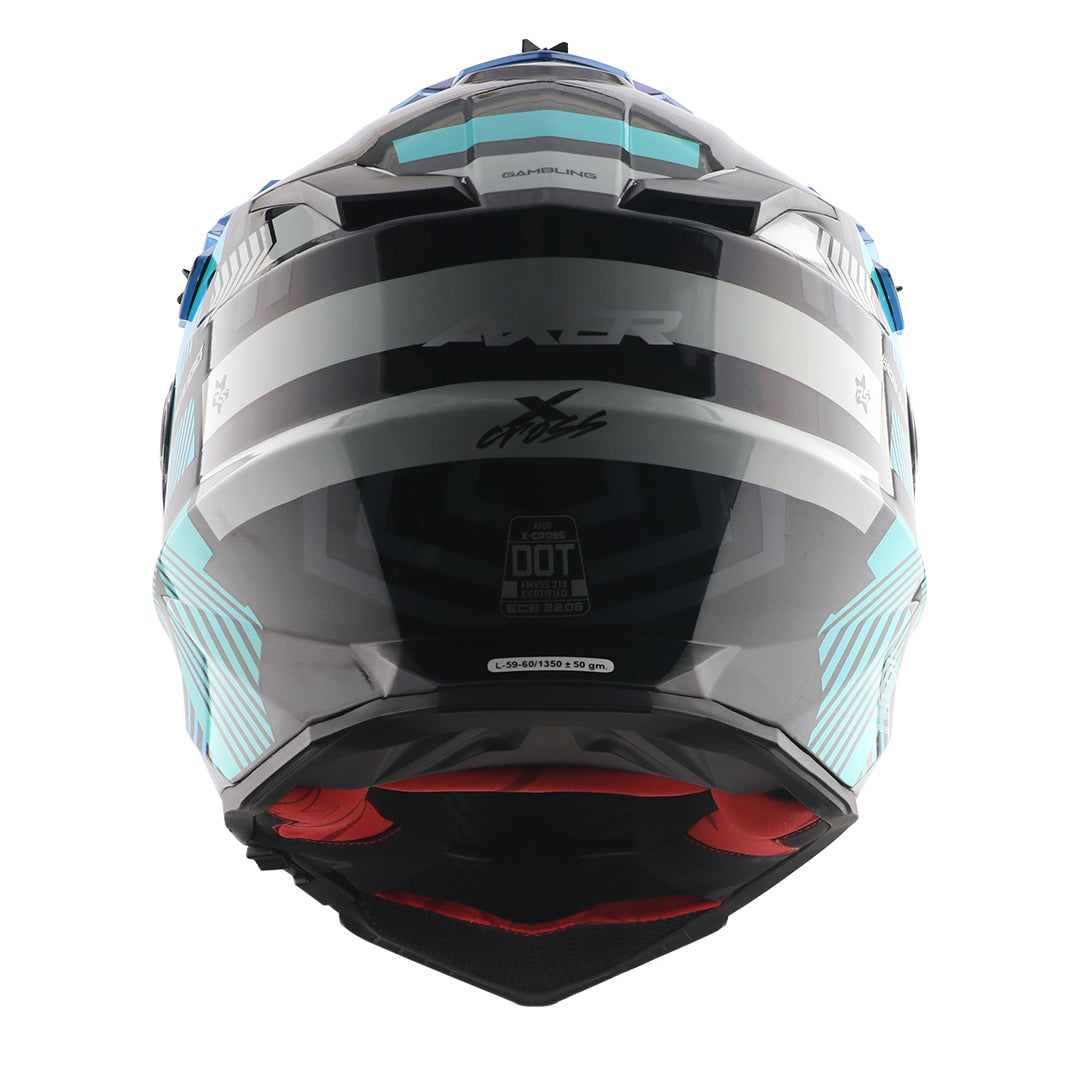 Motorcycle ADV/Off road helmet with peak black with blue sun-visor