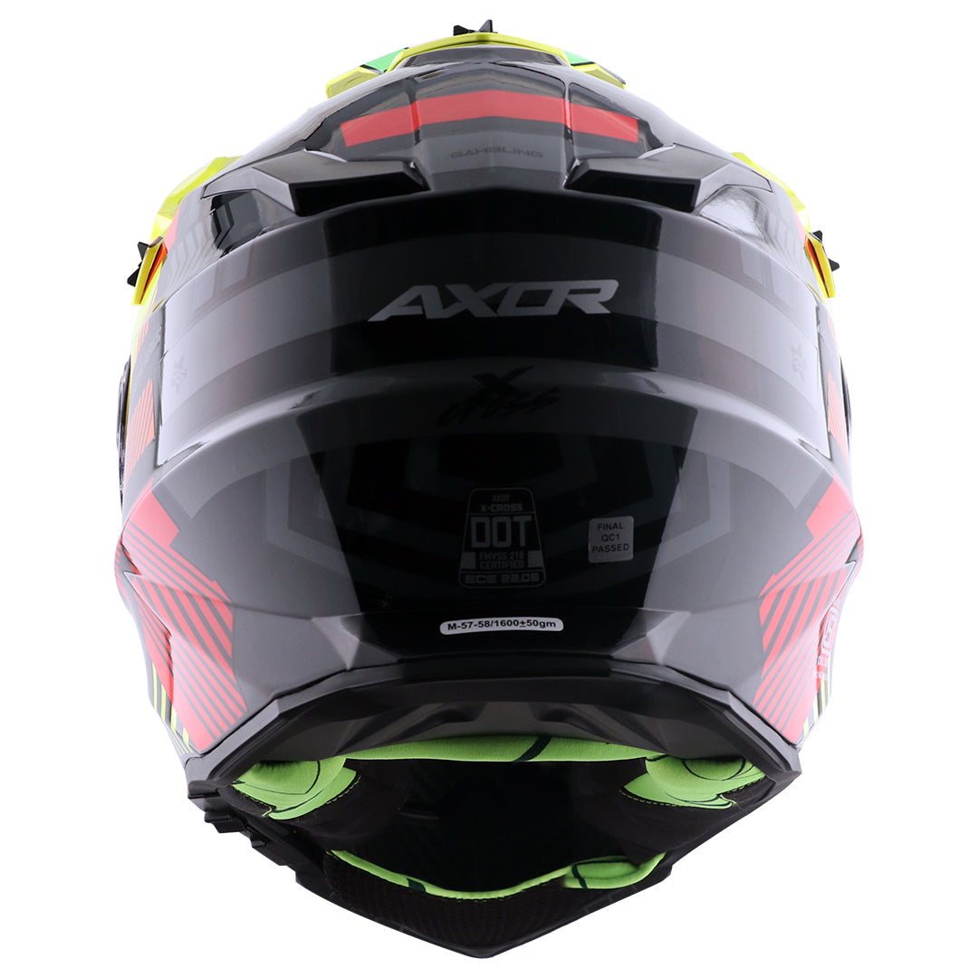 Motorcycle ADV/Off road helmet with peak black neon yellow sun-visor