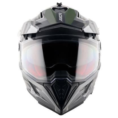 Motorcycle adv / off-roading helmet grey black with dual visor removable peak