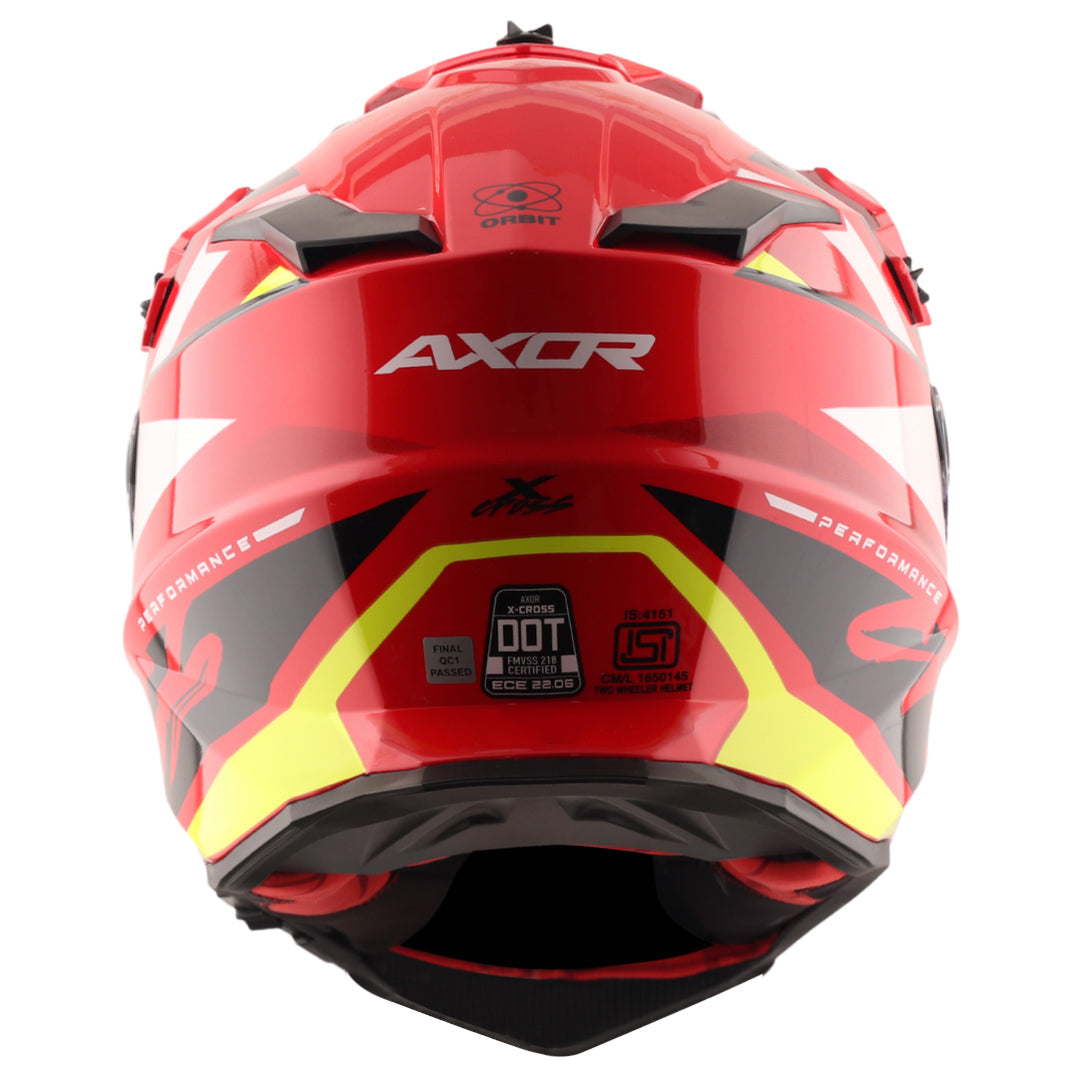 Motorcycle adv / off-roading helmet red black with dual visor removable peak