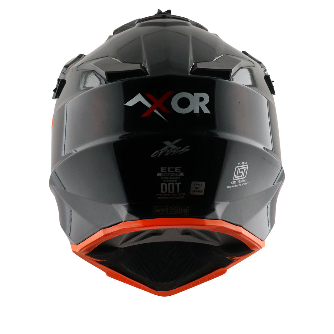 Motorcycle motocross / ADV Helmet gloss black orange Off roading removable peak 