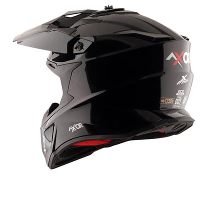 Motorcycle motocross / ADV Helmet glossy black red Off roading removable peak 