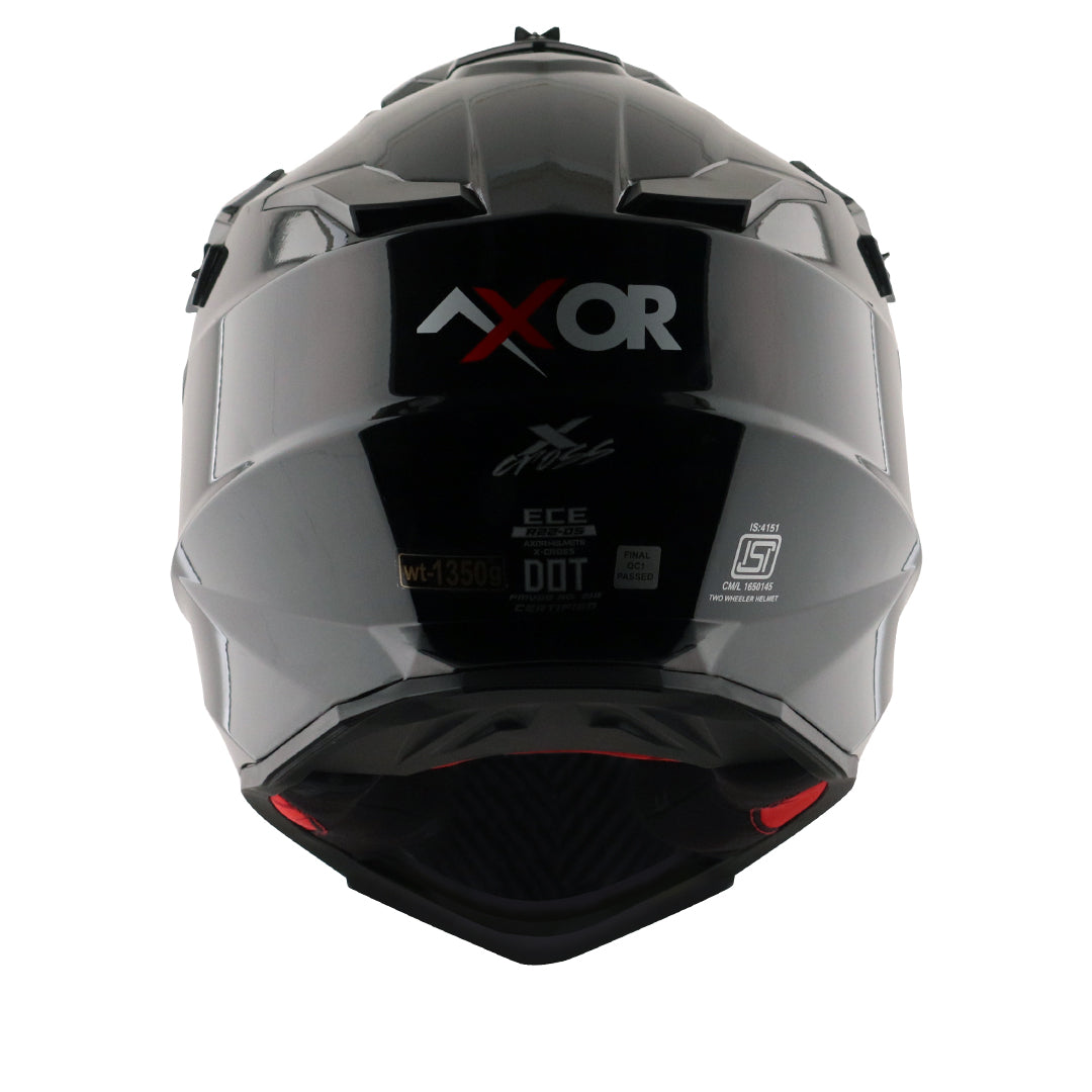 Motorcycle motocross / ADV Helmet glossy black red Off roading removable peak 