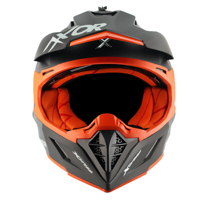 Motorcycle motocross / ADV Helmet matt black orange Off roading removable peak 