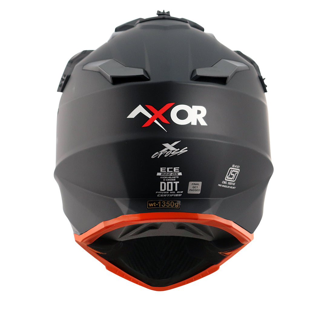 Motorcycle motocross / ADV Helmet matt black orange Off roading removable peak 