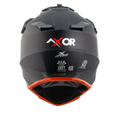 Motorcycle motocross / ADV Helmet matt black orange Off roading removable peak 