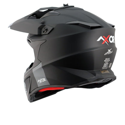 Motorcycle motocross / ADV Helmet matt black red Off roading removable peak 