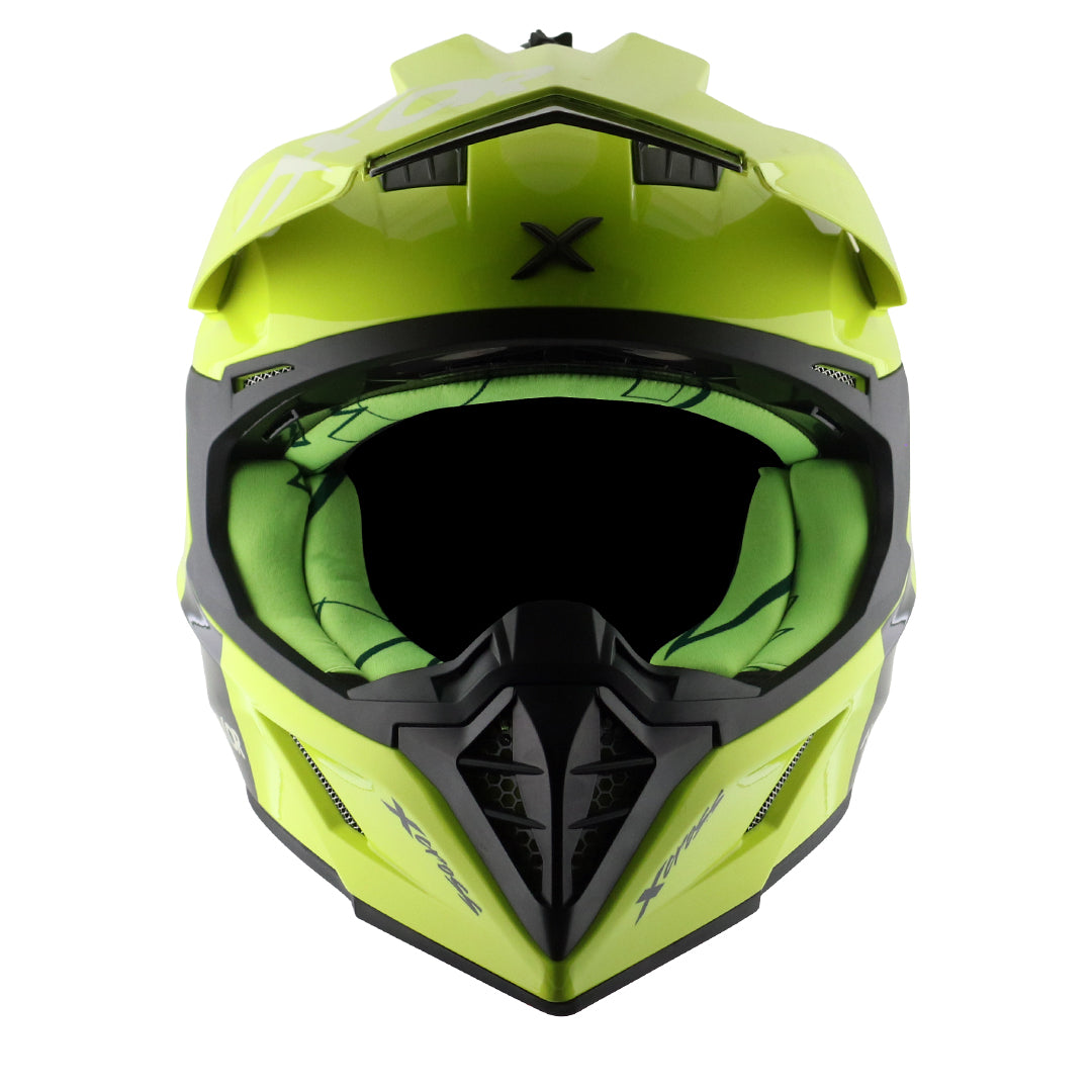 Motorcycle motocross / ADV Helmet Neon Yellow Off roading removable peak 