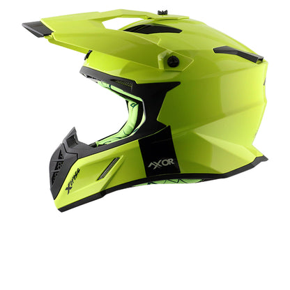 Motorcycle motocross / ADV Helmet Neon Yellow Off roading removable peak 