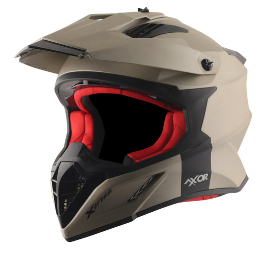 Motorcycle motocross / ADV Helmet glossy Nickel Off roading removable peak 