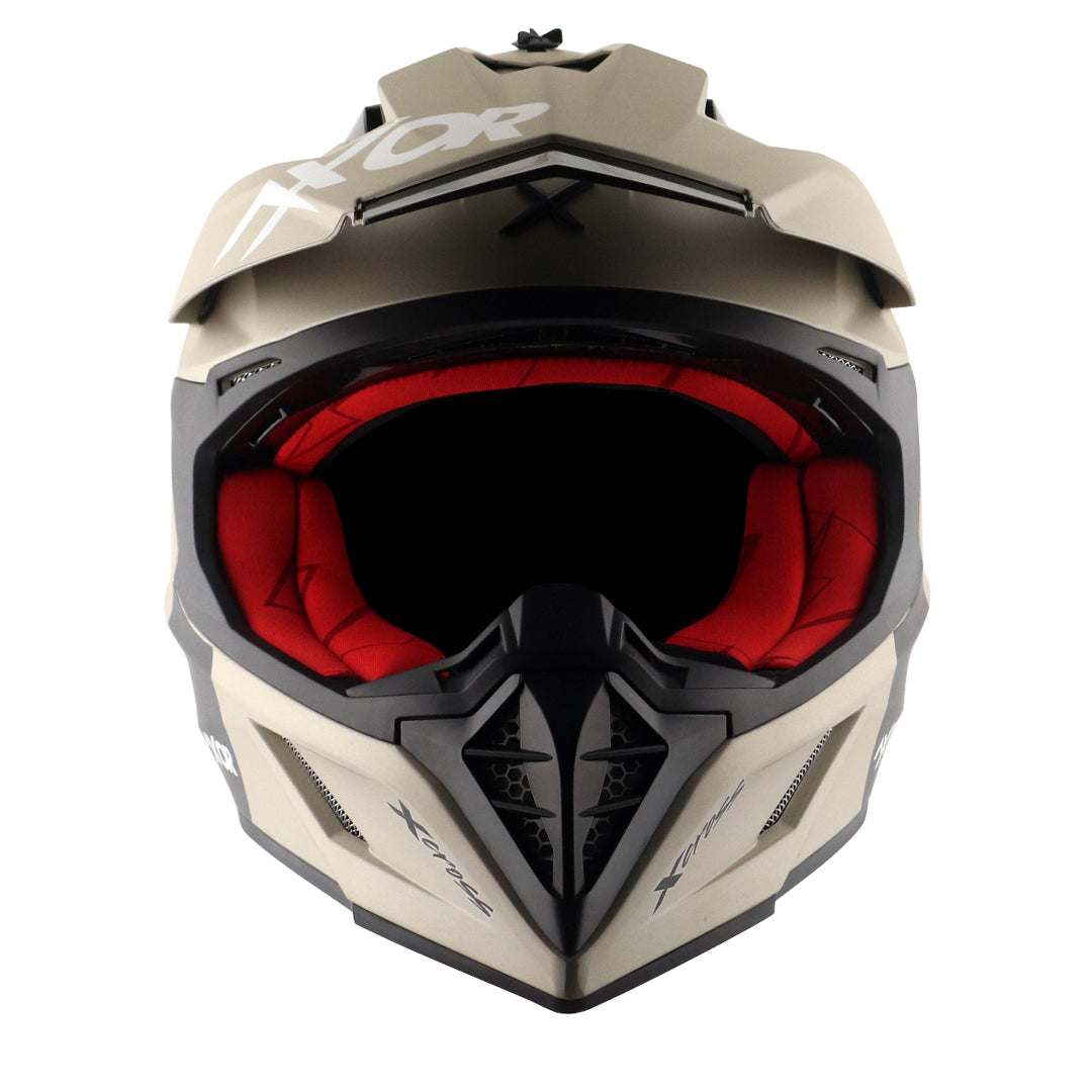 Motorcycle motocross / ADV Helmet glossy Nickel Off roading removable peak 