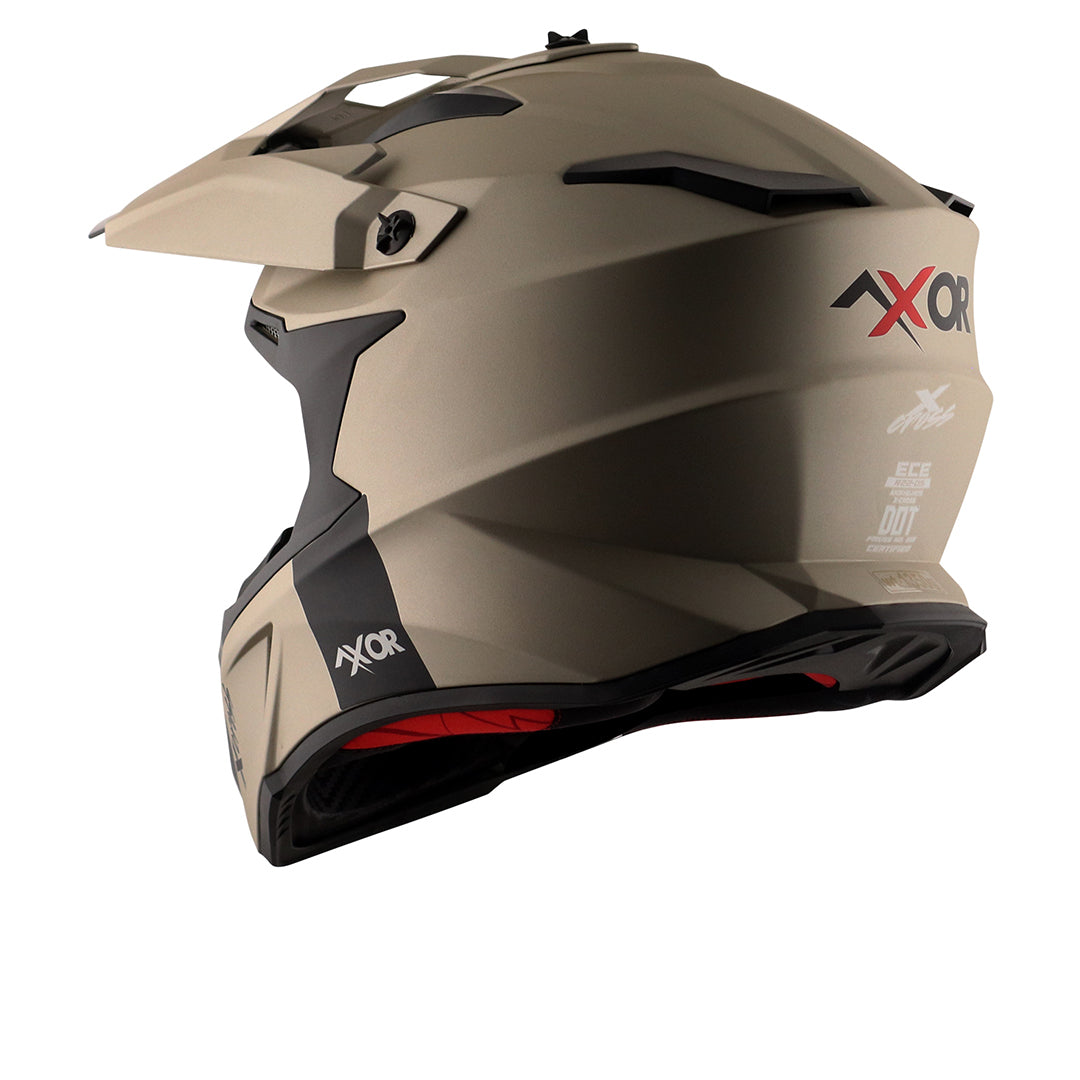 Motorcycle motocross / ADV Helmet glossy Nickel Off roading removable peak 
