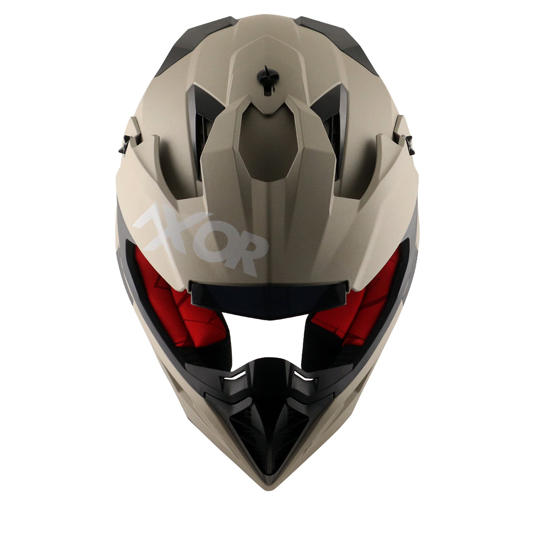 Motorcycle motocross / ADV Helmet glossy Nickel Off roading removable peak 