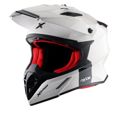 Motorcycle motocross / ADV Helmet white Off roading removable peak 
