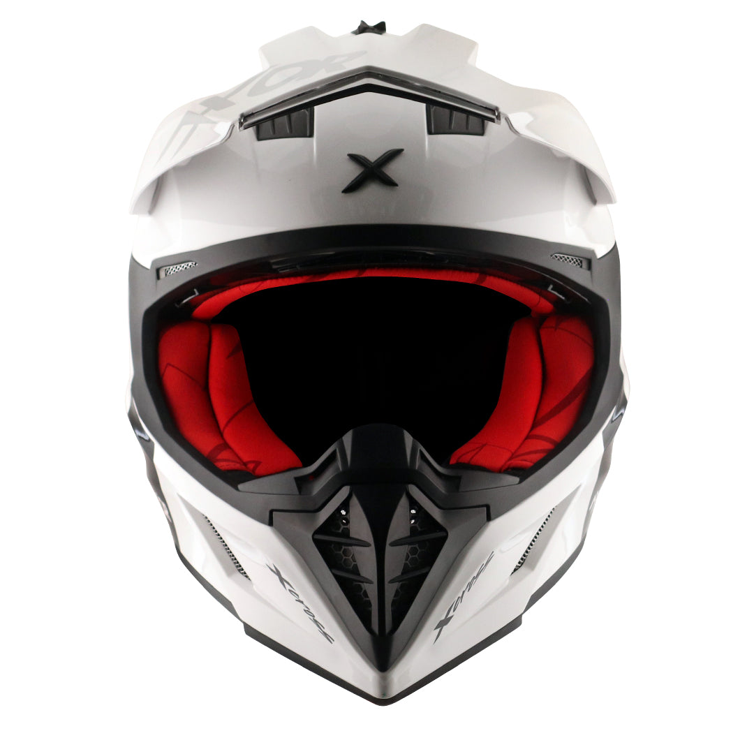 Motorcycle motocross / ADV Helmet white Off roading removable peak 