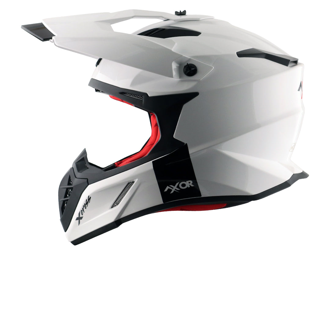 Motorcycle motocross / ADV Helmet white Off roading removable peak 