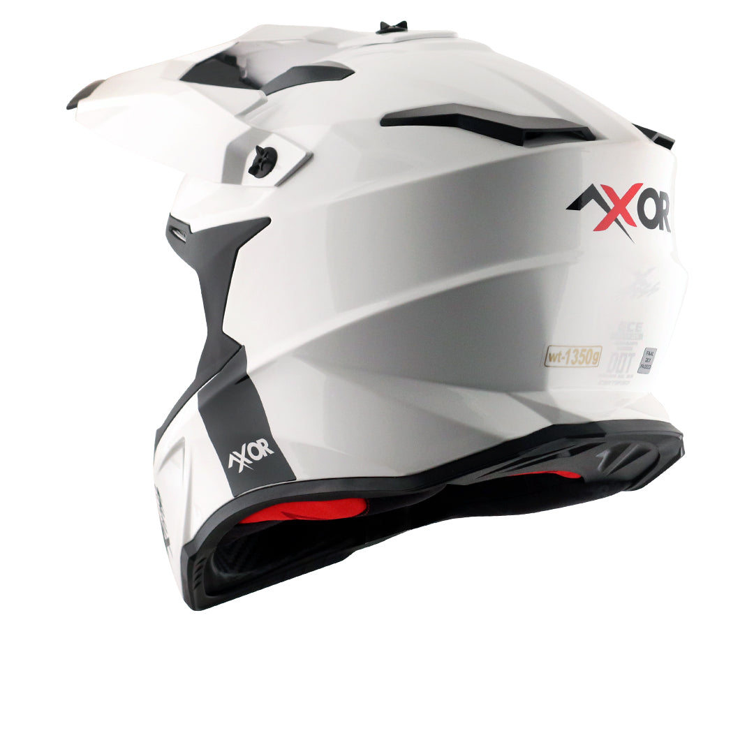 Motorcycle motocross / ADV Helmet white Off roading removable peak 