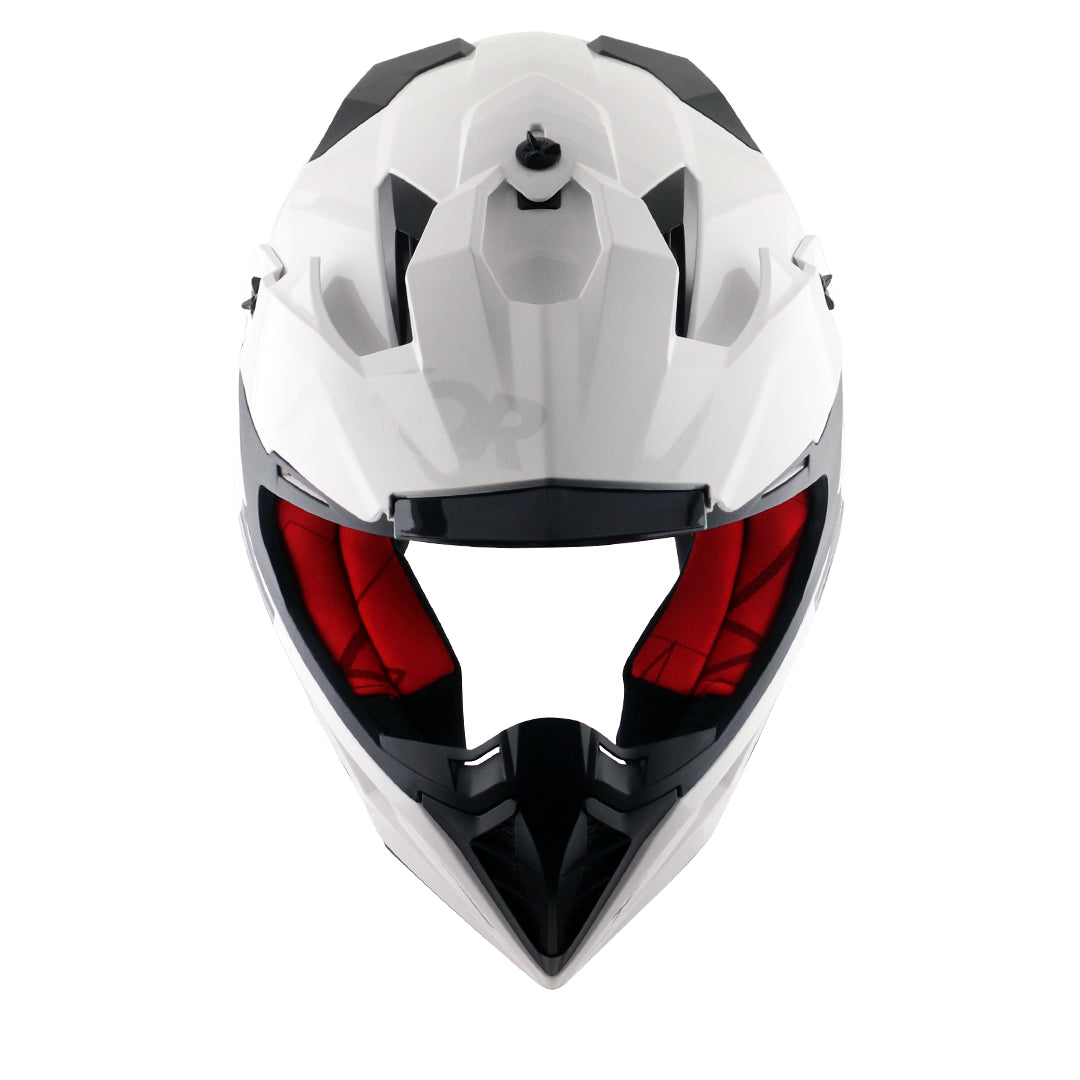 Motorcycle motocross / ADV Helmet white Off roading removable peak 