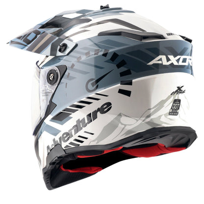 Motorcycle adventure / off roading helmet white grey with dual visor