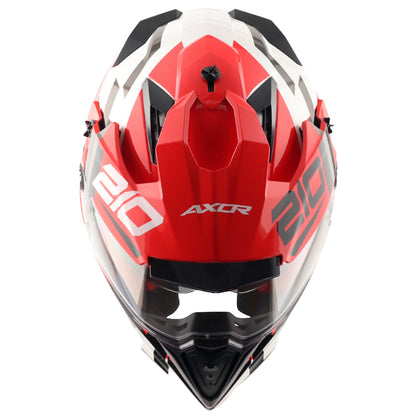 Motorcycle adventure / off roading helmet white red with dual visor