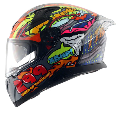 Motorcycle full face helmet multicolour speed of thought graphic xBhp