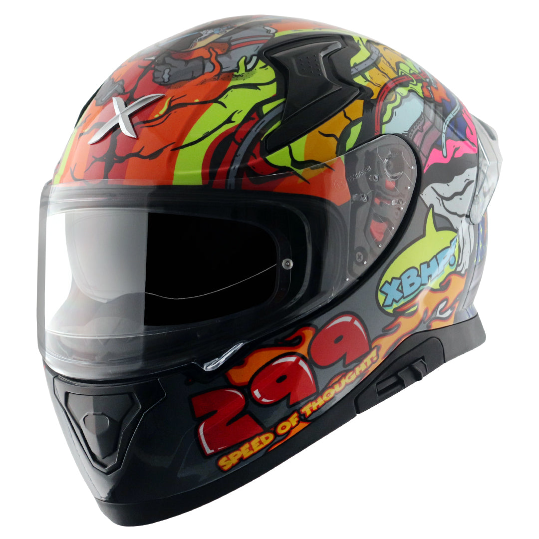 Motorcycle full face helmet multicolour speed of thought graphic xBhp