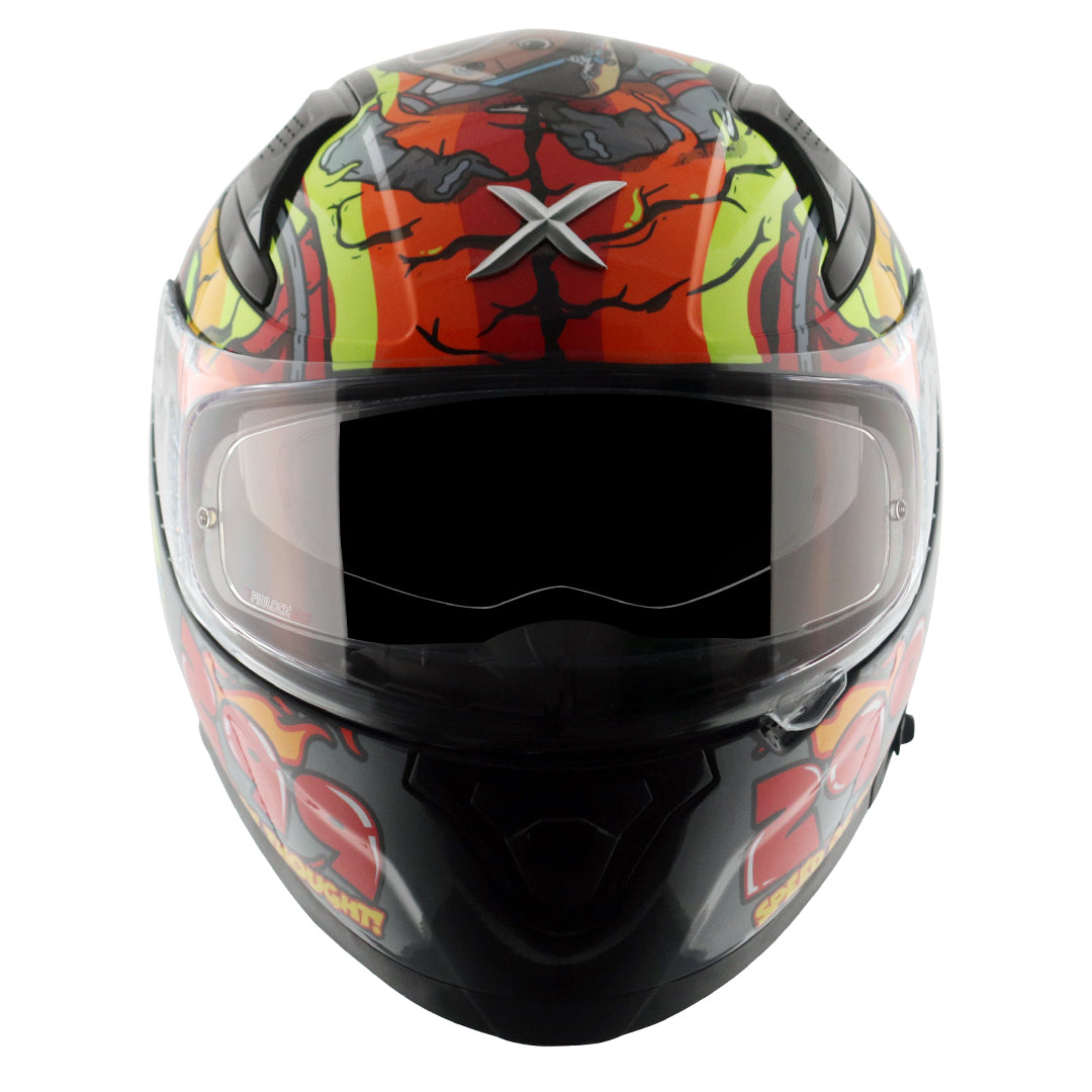 Motorcycle full face helmet multicolour speed of thought graphic xBhp