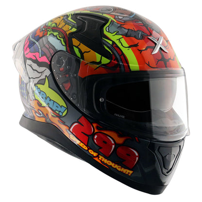 Motorcycle full face helmet multicolour speed of thought graphic xBhp