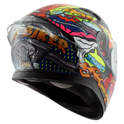 Motorcycle full face helmet multicolour speed of thought graphic xBhp