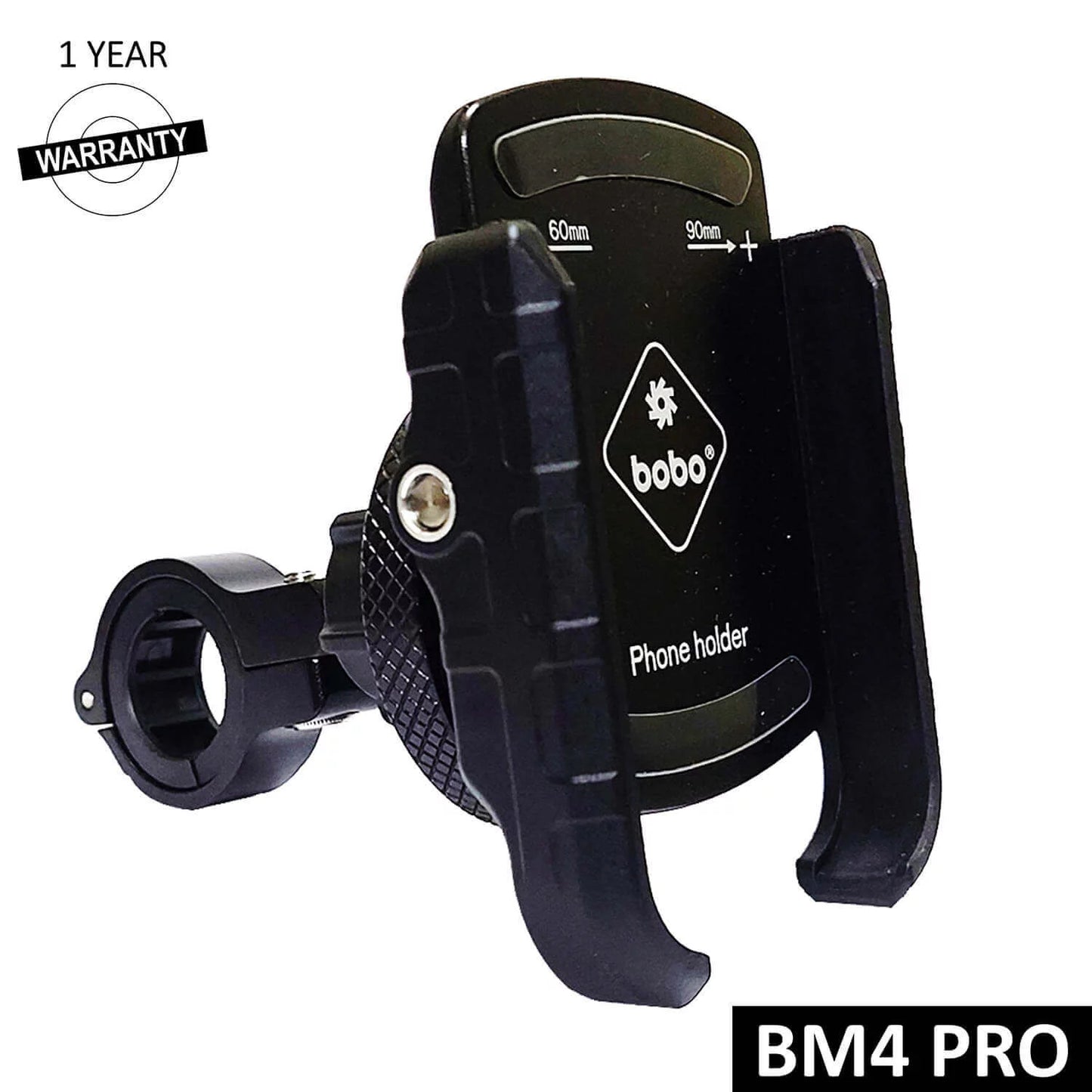 BOBO BM4 PRO Jaw-Grip with Vibration Contoller Waterproof Bike/Motorcycle/Scooter Mobile Phone Holder Mount, Ideal for Maps and GPS Navigation (Black)