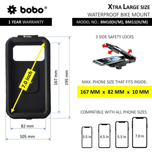 Motorcycle waterproof case-type smartphone mount 