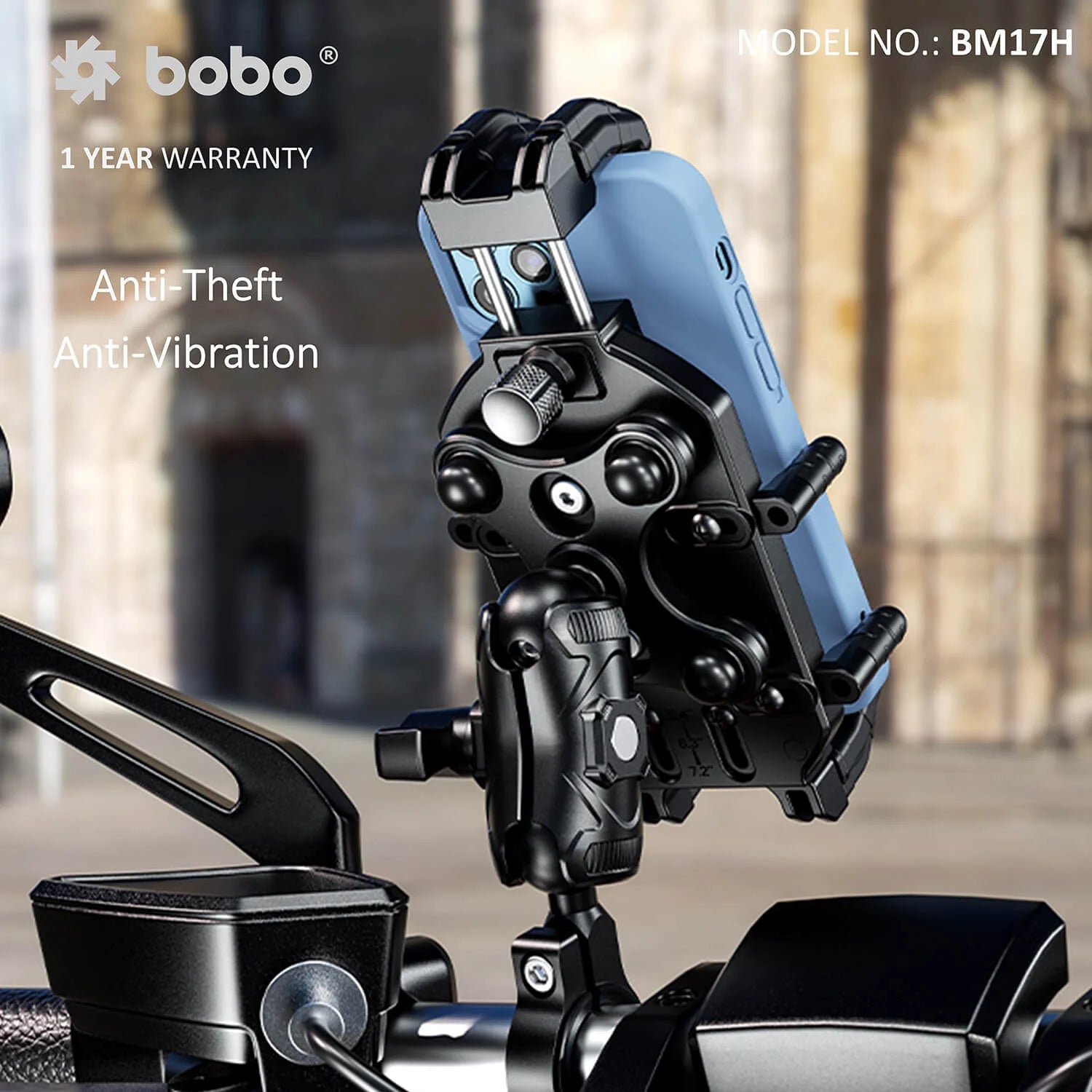 motorcycle anti-vibration anti-theft smartphone/mobile holder mount